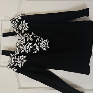 INC International Concepts S Black White Off-Shoulder Top Cocktail Shirt